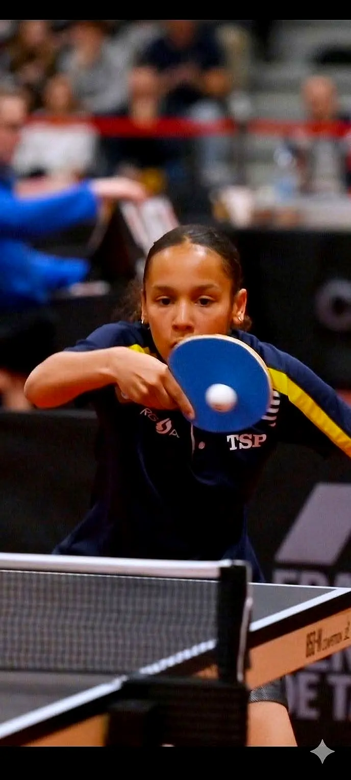 Joueuse du Thann TTC en action lors d'une compétition